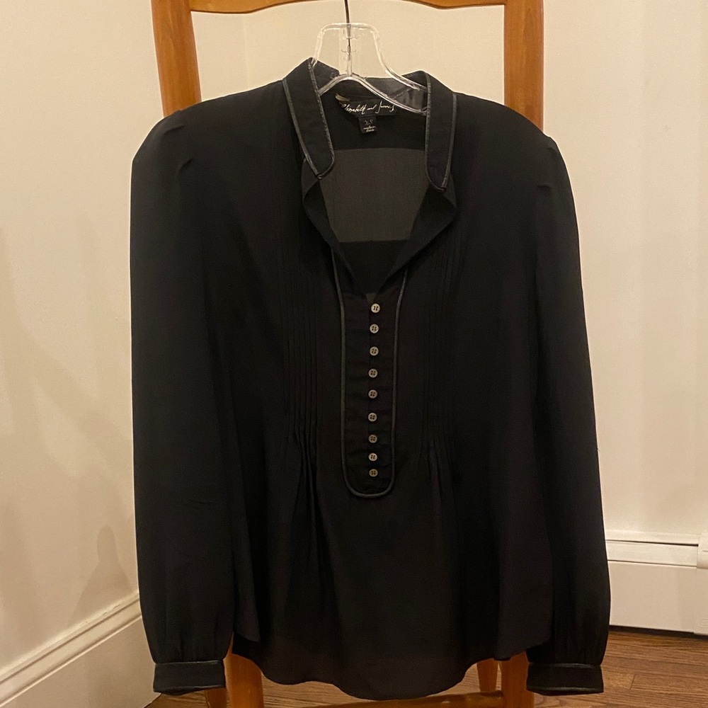 Elizabeth and James Black Button Down Blouse